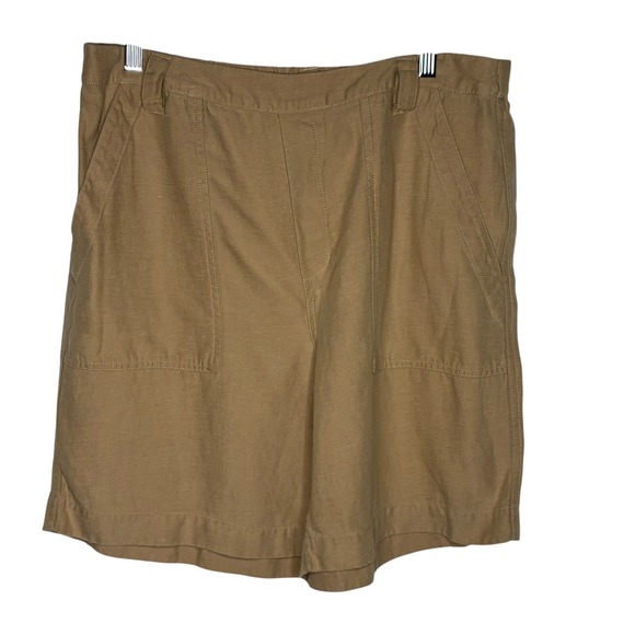 Soft Surroundings Pants - Soft Surroundings Womens Medium Tan Ojai Shorts High Rise Linen Retro Preppy